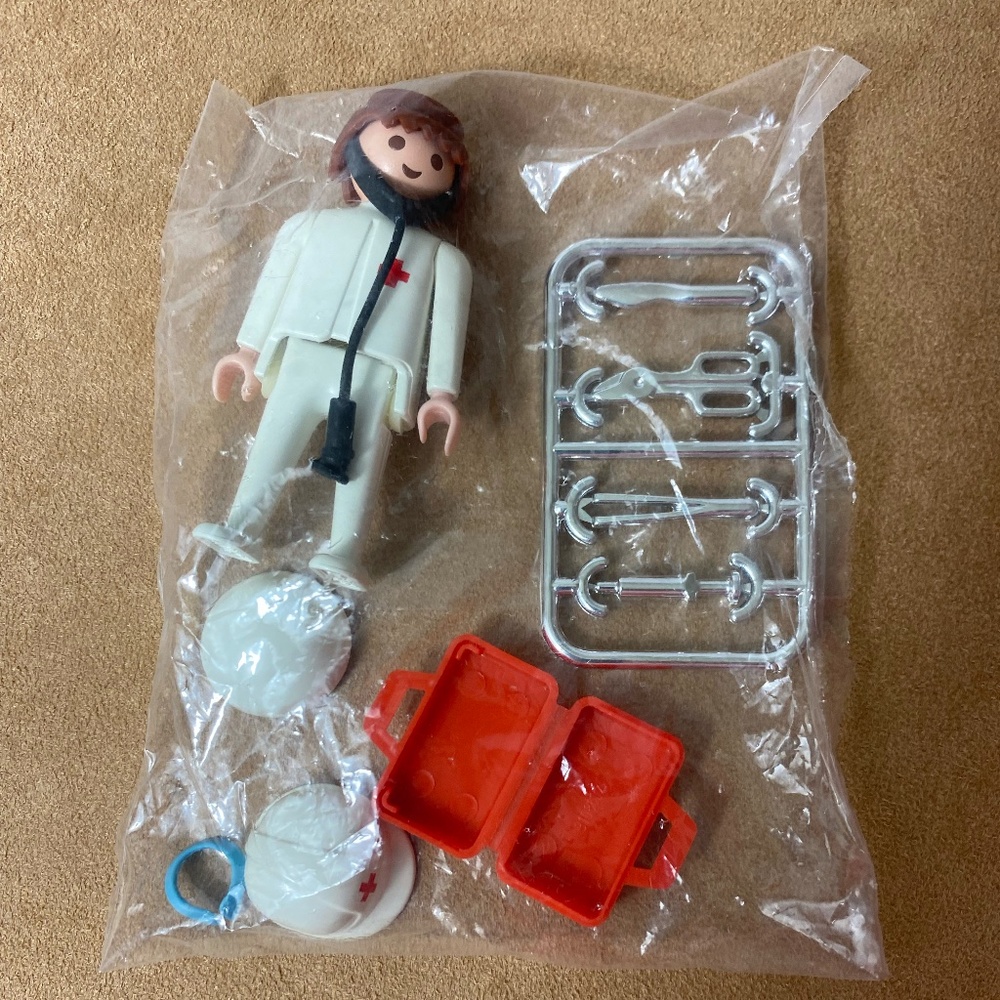 1980's Playmobile Hospital Emergency Room Doctor Klicky #3340 Toy Set